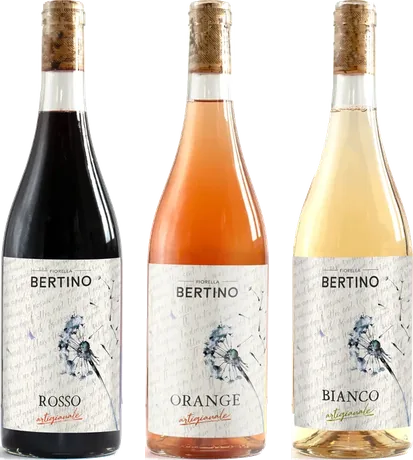 Tre bottiglie di Artisanal Wines: Rosso, Orange e Bianco